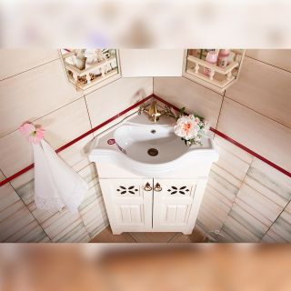 Тумба под раковину Бриклаер Кантри 4627125413704 угловая 60 см бежевый дуб прованс